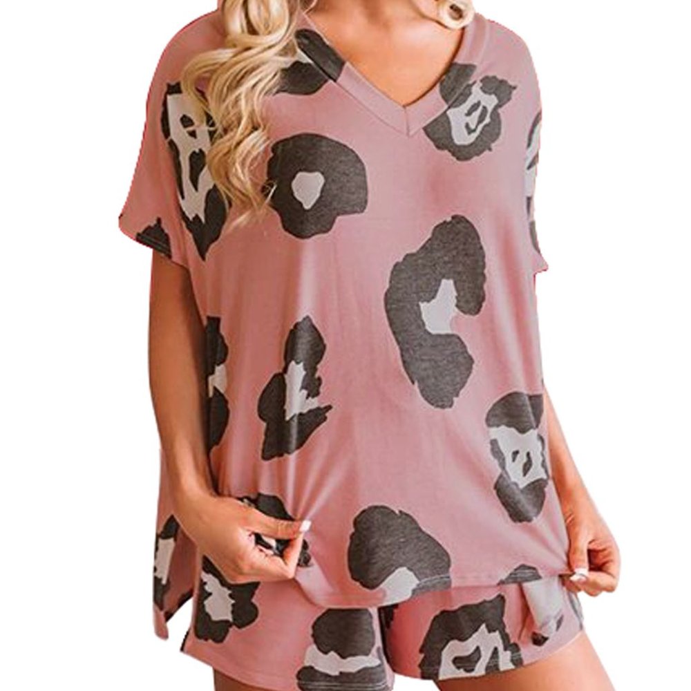 Pink Leopard Print Pajama Set Size Large